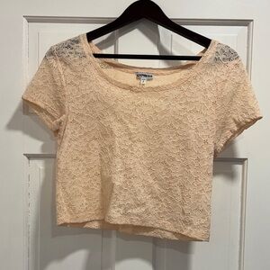 Express Beige Lace Crop Top